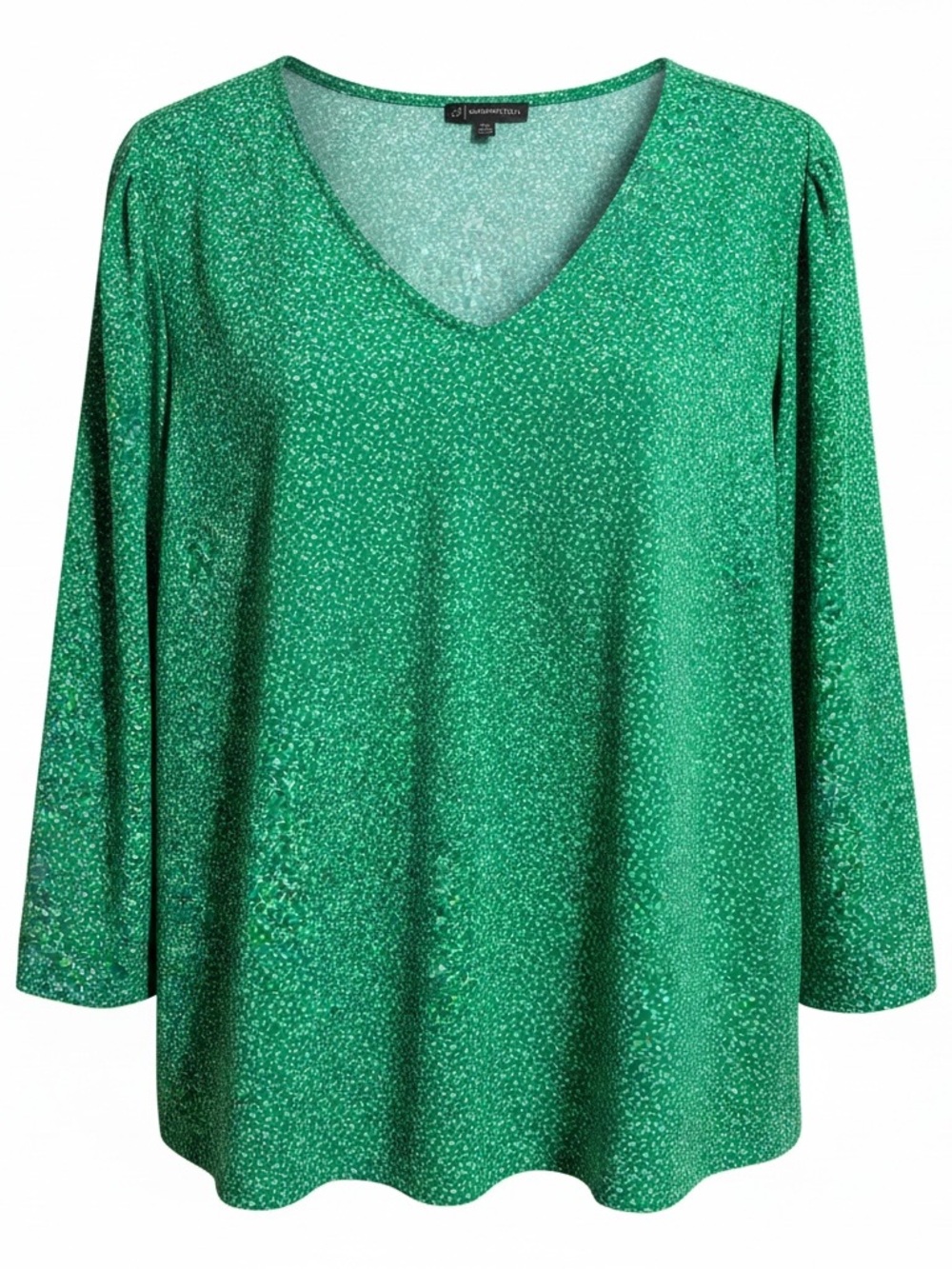 Adrianna Papell Green V-Neck Long Sleeve Sparkle Top